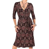 Women's Black and Red Paisley Print Wrap Dress