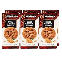 Walker's Shortbread Stem Ginger Biscuits, Scottish Cookies, 5.3 Oz (Pack of 6)