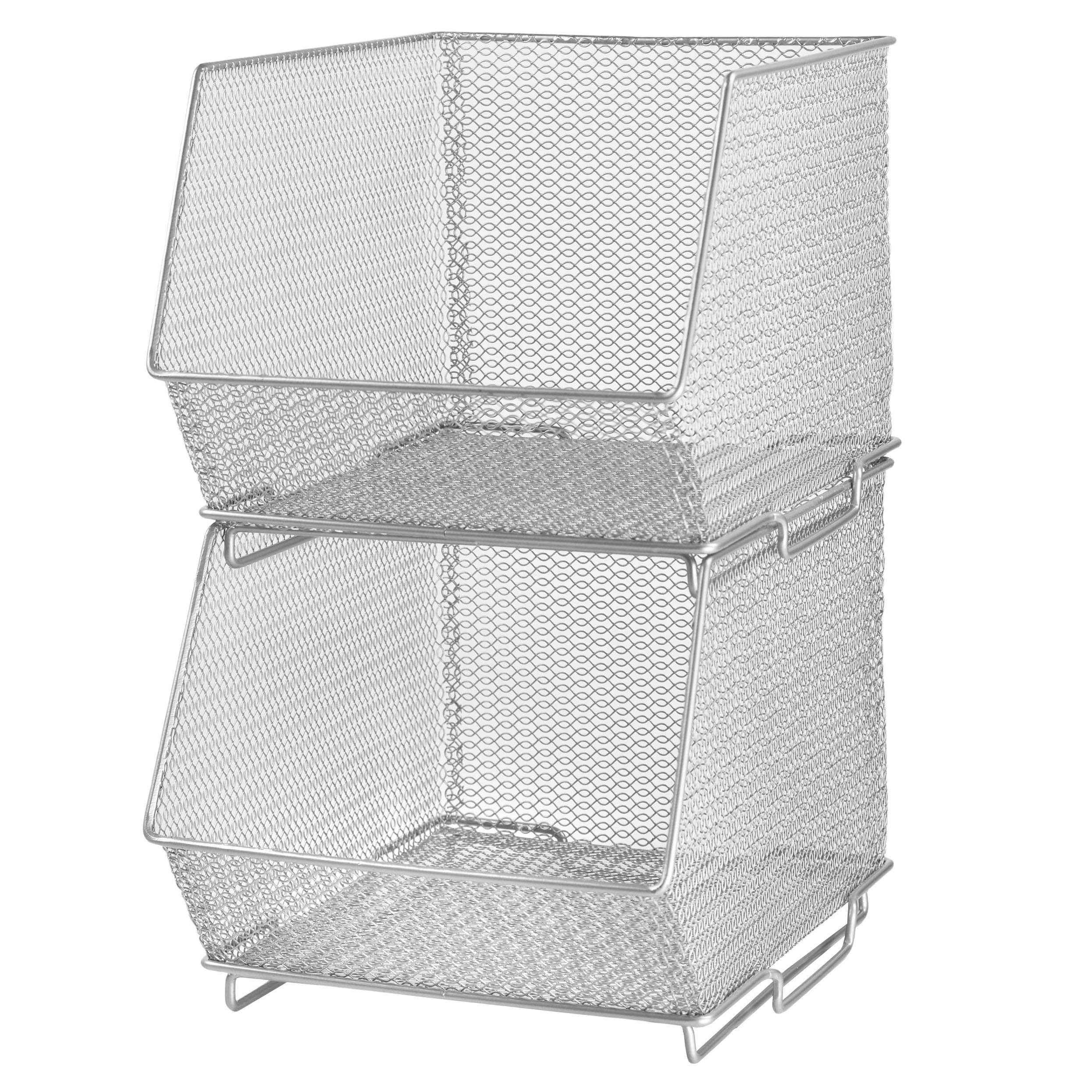 YBM HOME Mesh Stacking Bin Storage Containers for Kitchen Pantry, Cabinet and Shelves, Metal Wire Basket Rack for Fruits and Veggies, Crafts, Toys ...