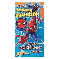 Marvel Birthday Card for Grandson with Envelope - Children's Boys Design with Cool Spiderman Illustration