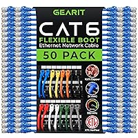 GearIT 50-Pack Cat6 Patch Cable 2 Feet Cat 6 Ethernet Cable Snagless Flexible Soft Tab - Preimum Series - Blue