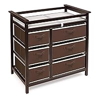 Badger Basket Modern Baby Changing Table with 6 Storage Drawers and Pad - Espresso