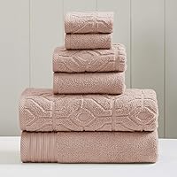 Amrapur Overseas 6-Piece Yarn Dyed Diamond Gate Jacquard Towel Set Rose