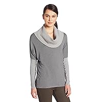Michael Stars Women's Stripe Long Sleeve Cowl Neck Shirt with Sweater Sleeves