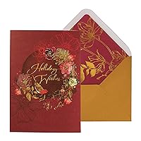 Christmas Card, Robin And Flowers, Includes a Holiday Sentiment and Coordinating Envelope (NCC-0006), multicolored, 5