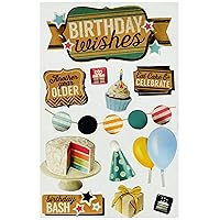 Paper House Productions STDM-0242E 3D Cardstock Stickers, Birthday Wishes (3-Pack)