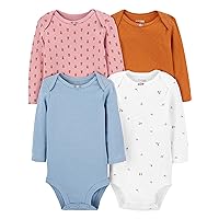 Simple Joys by Carter's Baby Girls' Pointelle Long-Sleeve Bodysuits, Pack of 4