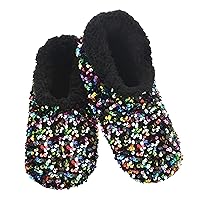Snoozies Womens Slipper Socks - Cozy Slippers for Women - Fuzzy House Slippers for Indoor Use – Non Slip Socks – Womens Sequin Glam