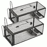 2-Pack Rat Traps Humane Live Mouse Vole Chipmunk Trap Cage for Indoors and Outdoors (Black)