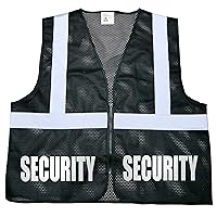 Security safety vest, black, REFLECTIVE design, High Visibility vest, bodyguard