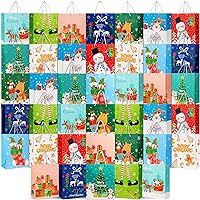 Zhanmai 40 Pcs 13 x 10 x 5 Inch Christmas Gift Bags Bulk Christmas Theme Treat Bags Holiday Candy Goodie Bags Xmas Paper Gift Bags with Handles Holiday Favor Bags for Wrapping Party Present 10 Style