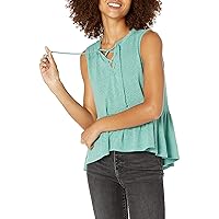 Lucky Brand Womens Sleeveless Tie Neck Relaxed Cami Top