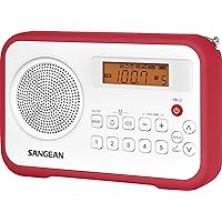 Sangean PR-D18RD AM/FM/Portable Digital Radio with Protective Bumper (White/Red)