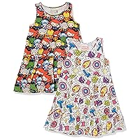 Amazon Essentials Disney | Marvel | Star Wars | Frozen | Princess Girls' Knit Sleeveless Tiered Dresses (Previously Spotted Zebra), Pack of 2, Marvel Iconic Friends, XX-Large