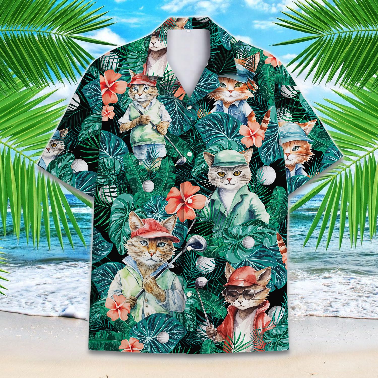Mooley Funny Bigfoot Button Down Short Sleeve Holiday Summer Beach Tropical Bigfoot Surfing Hawaiian Shirt