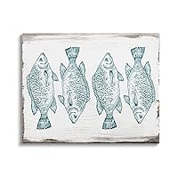 Stupell Industries Vintage Fish Illustration Nautical Pattern Blue White Brown, Designed by Daphne Polselli Canvas Wall Art, 20 x 16