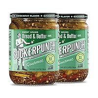 SuckerPunch Gourmet Spicy Bread N' Better Pickle Chips 24 Ounce, 2-Pack