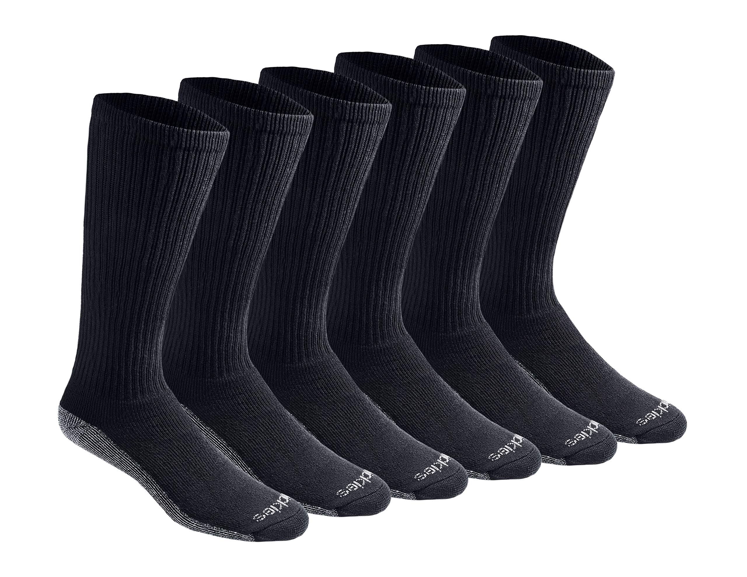 Dickies Men's Multi-Pack Dri-tech Moisture Control Boot-Length Socks, Black (6 Pairs), X-Large