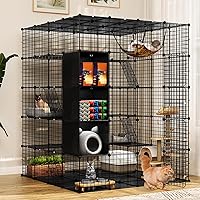 YITAHOME Cat Cage Indoor Large with Storage Cube DIY Outdoor Catio Cat Enclosures Metal Cat Playpen with Hammock Platforms for 1-4 Cats 5 Tiers Cat Kennel