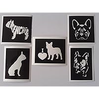 12 x French Bulldog Frenchie Mixed Stencils for Etching on Glass Gift Present Glassware Hobby Craft