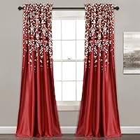 Lush Decor Weeping Flower Light Filtering Window Curtain Panels, Pair, 52