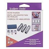Polyform Sculpey Tools Round Bead Maker, 11 piece set, polymer oven-bake clay jewelry making tool, helps you make perfectly round beads in three sizes, great for all skill levels