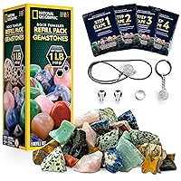 NATIONAL GEOGRAPHIC Rock Tumbler Refill Kit – 1Lb. Gemstones and Rocks for Tumbling including Unpolished Amethyst and Quartz – Rock Tumbler Supplies include Rock Tumbler Grit and Jewelry Accessories