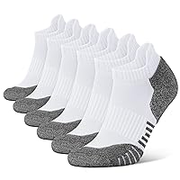 Closemate Mens Sport Ankle Socks 6 Pairs Low Cut Cotton Cushioned Tab Non-Slip Breathable Athletic Running Socks