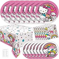 Hello Kitty Birthday Decorations Set - Serves 8 - Hello Kitty Plates and Napkins, Tablecloth, Checklist - Officially Licensed Hello Kitty Party Supplies
