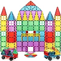 100-Piece Extra Strong Magnetic Tiles Set - Magnets for Kids, 3D Tile Assorted Shapes & Colors, STEM Learning Toys for Ages 3+, Ideal Gift for Creative & Educational Play, Building Blocks