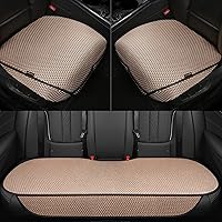 Auto Newer Breathable Universal Four Seasons Car Seat Covers, Luxury Include Front Car Seat Protector and RearCar Seat Cushion,Compatible with 95% Vehicles， Fit for Cars Truck SUV or Vans(Beige,3PCS)