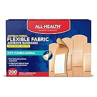 All Health Fabric Adhesive Bandages, Assorted Sizes Variety, 200 Count (Pack of 1)