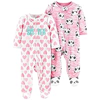 Baby Girls' Fleece Footed Sleep and Play, Pack of 2