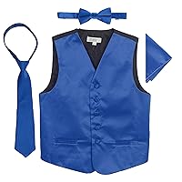 Gioberti Kids and Boys 4pc Satin Formal Vest Set - Vest, Bowtie, Tie, Pocket Square