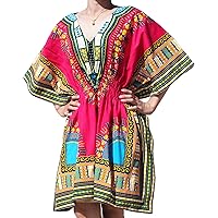 RaanPahMuang Dashiki Colorful Shirt for Women Short Sleeve Elastic Waist V-Neck