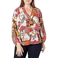 City Chic Women's Patterned V-Necked Top