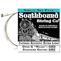 Acoustic Extra-Light 3-String Cigar Box Guitar Strings - Open G/Standard Tuning - GBD/GBE