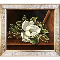 La Pastiche The Magnolia Blossom, 1888 by Martin Johnson Heade Framed Hand Painted Oil on Canvas, 30