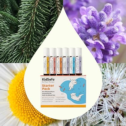 Plant Therapy Essential Oils KidSafe Starter Set for Focus, Calming, Sleep, Immune Support 100% Pure, 6 Pre-Diluted Roll-Ons, Natural Aromatherapy, Therapeutic Grade 10 mL (1/3 oz)