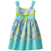 Bonnie Jean Girls Multi-Dot Woven Print Dress, Aqua, 4-6X
