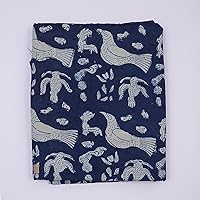 Sanganeri Hand Block Print Cotton Voile Print Fabric, 44 Inches Width Cotton Textile Fabric 2.5 Yard Soft Dressmaking Cotton Printed Fabric (Indigo Blue Color)