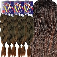 Pre-Stretched Braiding Hair Extensions – 48 Inch Long Unfolded – 6 Bundles Total – Xpression 100% Kanekalon Hair Extensions – TZ Braid Hair Extensions – Pre-Cut and Pre-Combed Synthetic Hair (3-PACK, T1B/30)