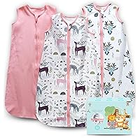 Cute Castle Baby Sleep Sack 6-12 Months - Lightweight 100% Cotton 2-Way Zipper TOG 0.5 Infant Wearable Blanket, Newborn Essentials Toddler Sleep Clothes (3 Pack Pink)
