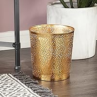 Deco 79 CosmoLiving by Cosmopolitan Metal Cylinder Small Waste Bin with Laser Carved Floral Design, 9