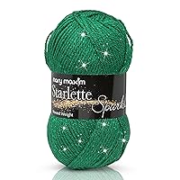 Mary Maxim Starlette Sparkle Yarn - 4 Medium Worsted Weight Yarn, 98% Acrylic, 2% Polyester Yarn for Knitting and Crocheting - 4 Ply Soft Yarn for Blankets, Clothing, Decor - 196 Yards (Emerald)