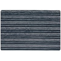 SoHome Smooth Step Striped Machine Washable Low Profile Stain Resistant Non-Slip Versatile Utility Kitchen Mat, Blue/Black, 24