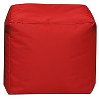Cube Brava Pouf Ottoman Foot Rest - Red - Modern Square Bean Bag Chair with Water Repellent Fabric - Floor Pouf for Living Room, Bedroom or Patio - Foot Rest for Indoor and Outdoor