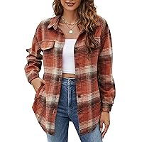 Blooming Jelly Womens Flannel Plaid Shirts Button Down Long Sleeve Fall Shackets Jackets 2023 with Pockets
