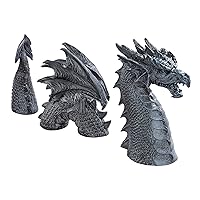 JQ8618 The Dragon of Falkenberg Castle Moat Lawn Garden Statue, 28 Inches Wide, 7 Inches Deep, 14 Inches High, Handcast Polyresin, Gray Stone Finish