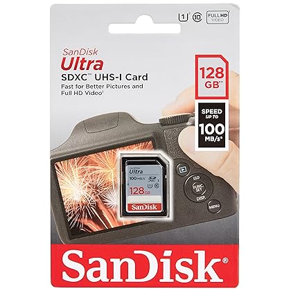 SanDisk 128GB Ultra SDXC UHS-I Memory Card - 100MB/s, C10, U1, Full HD, SD Card - SDSDUNR-128G-GN6IN